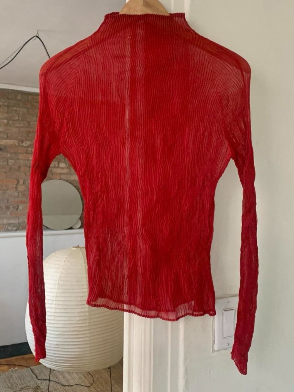 Issey Miyake Chiffon Twist Turtleneck Dark Red JP2 - Picture 5 of 7